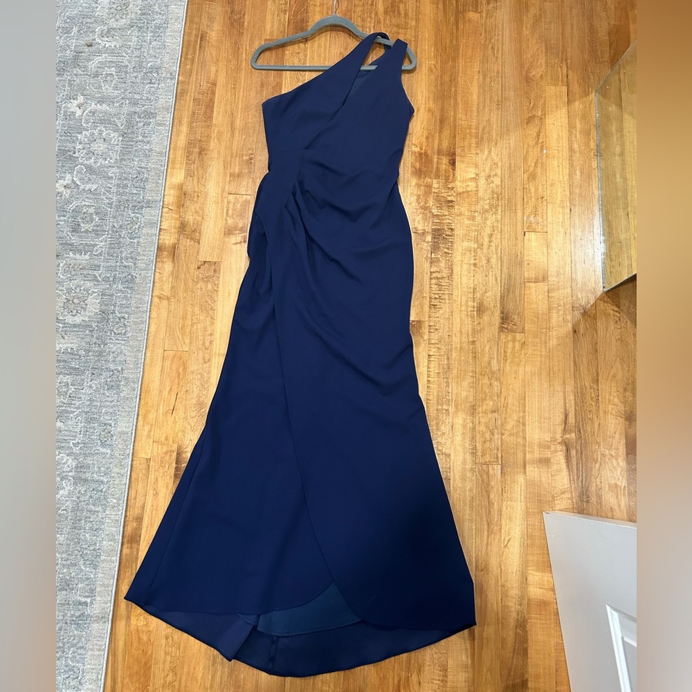 Betsy & Adam one shoulder navy blue Formal Dress Size 6